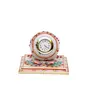 MEENAKARI ENAMEL PRODUCTS Decorative Marble Clock with Plate Stand for Home Table Top Handicrafts Home Decor Designers Peacock Design Watch with Rajasthani Meenakari (Multicolor 10x10x7.5 cm)