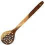 SAHARANPUR HANDICRAFTS Wooden Multipurpose Serving Cooking Long Spoon jharni Set of 2 for Non Stick Spoon for Cooking Baking Mixing Handmade Wooden Curve Spoon Set of 2 [Sheesham Wood]