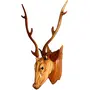 SAHARANPUR HANDICRAFTS Deer Head Wooden Handicraft showpieces for Wall Mounted and Wall hanging hook Home Decor B Category Item 42cm Clear 1 set in the box