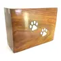 SAHARANPUR HANDICRAFTS Wooden Cremation Urn with Brass Paw Design for Dog/Cat Ashes | Adult Funeral Urn Handcrafted | Affordable Urn for Ashes | Urn for CAT/DOG Memorial Keepsake Urns for Ashes
