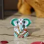 MEENAKARI ENAMEL PRODUCTS Metal Appu Ganesha Idol I Painted I Enameled I Bright Colors I Gifting I Home Decor I Pooja I Temple I Car - 2 Inches (White-Green)
