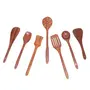 SAHARANPUR HANDICRAFTS Hand Made Sheesham Wooden Serving & Cooking Spoons for Kitchen & Dining Table Set of 7 || 2 Frying 1 Serving 1 Spatula 1 Chapati Spoon 1 Desert 1 Rice |