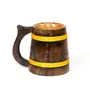SAHARANPUR HANDICRAFTS Handcrafted Mango Wood Beer Mug | Eco-Friendly Antique Handmade Multipurpose Mug for Home Decor/Gift - Brown (Set of 1) (4.5x6 inches)