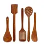 SAHARANPUR HANDICRAFTS Handmade Wooden (Sheesham) Serving And Cooking Spoon Non Stick Kitchen Utensil Set Of 5