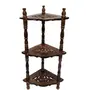 SAHARANPUR HANDICRAFTS Wooden Mini Corner Rack Side Table/Wall Shelf (Natural Standard Size/21 x 21 x 53 cm)