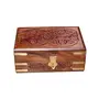 SAHARANPUR HANDICRAFTS Handmade Wooden Carved Jewellery Storage Gift Box (Brown 6x4 Inch) (Carving Bail)