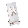 SAHARANPUR HANDICRAFTS MDF Wooden Lasercut Portable Mobile Stand & Holder (Swan Silver)