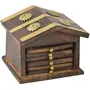 SAHARANPUR HANDICRAFTS :- Wooden Coaster Set Hut Shape Antique Design Table Decor Kitchen Used Coaster