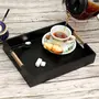 SAHARANPUR HANDICRAFTS Black Deco Painted Multipurpose Tray in MDF | Serving Tray for Home & Dining Table | Multipurpose Tray | Water & Heat Resistant Durable (Sutli Black 12x8)
