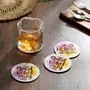 SAHARANPUR HANDICRAFTS Printed Poker Design Wooden Coasters for Tea Coffee (Set of 4 4x4 Inch) (Good Vibes)