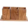 SAHARANPUR HANDICRAFTS Wooden Spoon Stand/Hand Crafted 3 Compartment Cutlery and Spoon Holder (Spoon Stand)