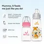 Mylo Essentials 2 in 1 Baby Feeding Bottles with Spoon for New Born Baby (125ml + 250ml) | Anti Colic & BPA Free Feeding Bottles | Feels Natural Baby Bottle | Easy Flow Neck Design- Pink + Giraffe, 2 image