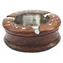 SAHARANPUR HANDICRAFTS Wooden Ashtray with Inlay Work Ashtray for Cigarettes and Smoking Home Office Garden Gift Use (10x10x3) (Brown)