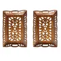 SAHARANPUR HANDICRAFTS Hand-Carved Design Sheesham Wood Serving Tray Set of 2 Table Decor Centerpiece