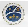 SAHARANPUR HANDICRAFTS Melamine Kids Plate | Round 3 Section 10'' Multicolor Plate with Prints for Boys and Girl | Food Serving Plate with Partition (Yellow Bello Round Shape)