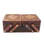 SAHARANPUR HANDICRAFTS Jewellery Box for Women Wooden Flip Flap Flower Carved Design Handmade Gift 8 inches