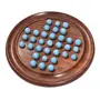 SAHARANPUR HANDICRAFTS Hand-Crafted Wooden Board Marbel Solitaire Game for Kids & Adults (Sheesam Wood Brown Diameter: 8 inches)