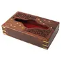 SAHARANPUR HANDICRAFTS Handmade Wooden Tissue/Napkin Holder Box Cover with Brass Inlay and Velvet Interior (8 x 5 Inches)