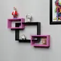 SAHARANPUR HANDICRAFTS MDF Intersecting Wall Mounted Shelf Rack Storage Unit for Home Decor Living Drawing Kids Room Set of 3 (Pink and Black)