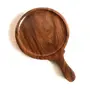 SAHARANPUR HANDICRAFTS Wooden Round Pizza Plate with Handle/Bat/Board (10 Inches Brown)