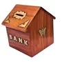 SAHARANPUR HANDICRAFTS Wood Handicrafts Hut Shape Wooden Money Box with Lock Piggy Bank Coin Box Children Gifts Brown