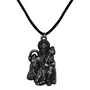 Sullery Lord Pawan Putra Hanuman Locket with Gold Plated Cap Panchmukhi Rudraksha Mala Brass and Wood Religious Jewellery Pendant Necklace Chain for Men and Women, Non-Precious Metal Wood Metal Gold Plated Brass, Amber