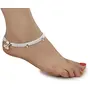 AanyaCentric Indian Ethnic Payal White Metal Silver Anklets Ankle Bracelet Two Pair 10 inches Long Vintage Style for Womens Girls Fashion Anklet Feet Jewelry Beach Wedding Sandals Jingle Bell Charm, 3 image