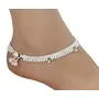 AanyaCentric Indian Ethnic Payal White Metal Silver Anklets Ankle Bracelet Two Pair 10 inches Long Vintage Style for Womens Girls Fashion Anklet Feet Jewelry Beach Wedding Sandals Jingle Bell Charm, 2 image