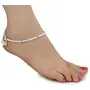 AanyaCentric Indian Ethnic Payal White Metal Silver Anklets Ankle Bracelet Two Pair 10 inches Long Vintage Style for Womens Girls Fashion Anklet Feet Jewelry Beach Wedding Sandals Jingle Bell Charm, 6 image