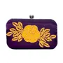 Amerie Fashions Premium Women's Hand Embroidered Purple Floral Clutch Purse, Purple, M