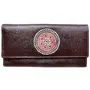 Ananya Leather Handicraft Shantiniketan Genuine Leather Hand Made Clutch Purse for Women and Girls (Free 1 Leather Pouch) ALH_606, Brown