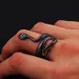 PDY FASHION black color snack ring for unisex, Metal, No Gemstone, 2 image