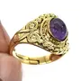RidVik Purple Amethyst Gemstone Unique Design Brass Jewelry Adjustable Ring RIN-2169, Gemstone, Amethyst and Amethyst, 2 image