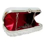DUCHESS Women's Girl's Pearl Beaded Silver Box Clutch for Wedding, Silver, M, 5 image