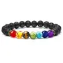 Sukhad Original 7 Chakra Bracelet for Woman and Men with Lab Certificate - Natural Energised Seven Chakra Lava Stone Bracelet for Money, Health, Protection, Vastu, and Chakra Healing - 8MM Beads, One, 2 image