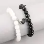 ARISTAL Jewelry  Couple Bracelets Black & White Natural Stone Onyx Stretchable Wrist Band Heart Magnetic Bracelet For Women Men Boys Girls Love Gifts, Free Size, Crystal, No Gemstone, 4 image
