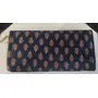 INDIACRAFT Silk Printed Fabric Clutch Purse., Blue Leaf, M, 4 image