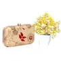 Amerie Fashions Women's & Girls Golden Floral Box Clutch for Party Wedding, Gold, 2 image
