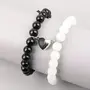 ARISTAL Jewelry  Couple Bracelets Black & White Natural Stone Onyx Stretchable Wrist Band Heart Magnetic Bracelet For Women Men Boys Girls Love Gifts, Free Size, Crystal, No Gemstone, 5 image