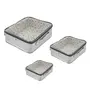 Kuber Industries Square Design Rexine 3 Pieces Make Up Jewellery Vanity Travelling Cosmetic Multipurpose Box (Silver), Collection - CTKTC038180, 3 image