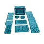 Kuber Industries Jewellery Kit/Make Up Kit/Box with 12 Pouches in Heavy Quilted Satin Blue, 2 image