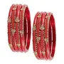NMII Glass with Zircon Gemstone Studded worked Glossy Finished Kada Set For Women and Girls, (T.Red1_2.6 Inches), Pack Of 16 Kada Set, 5 image