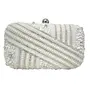 DUCHESS Women's Girl's Pearl Beaded Silver Box Clutch for Wedding, Silver, M, 2 image