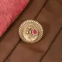 Sheetal Kart Gold Tone- Pink Stone Studded Cocktail Finger Ring, Metal, No Gemstone, 2 image