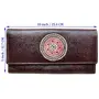 Ananya Leather Handicraft Shantiniketan Genuine Leather Hand Made Clutch Purse for Women and Girls (Free 1 Leather Pouch) ALH_606, Brown, 6 image