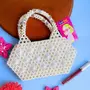 Tipsy Closet Pearl Bags for Women Stylish | White Pearl Handbags Woman | Moti Bag Purse | Wedding Party Beads Evening Clutch Handbag | Crystal Bags | Handmade Beaded Bag, White::Ivory::Cream::Off, 3 image