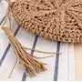 MAIRO LIFESTYLE Straw Wicker Handmade Boho Summer Beach Small Crochet Bag, Round Brown, M, 7 image