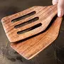 Wooden Cooking Utensils Long Handle Wood Spatula Slotted Turner Non-Stick Pancake Shovel Kitchen Cooking Tools Wood Utensils Set, 6 image