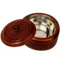 SAHARANPUR HANDICRAFTS SAHARANPUR HANDICRAFTS Wooden Chapati Casserole Handcrafted Wooden Serving Chapati Box with Letter Print Chapati Box Colour-Brown Pack of 1, 2 image