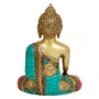BUDDHA TIBETAN RELIGIOUS GOODS Large Ashtamangal Buddha Brass Statue Gemstone Work Bhumisparsha Buddhism Idol Feng Shui Showpiece 8 Inch, 5 image